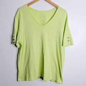 Chico’s Ultimate Tee V-Neck Short Sleeves Green XL Chico 3 Casual Stretch Travel
